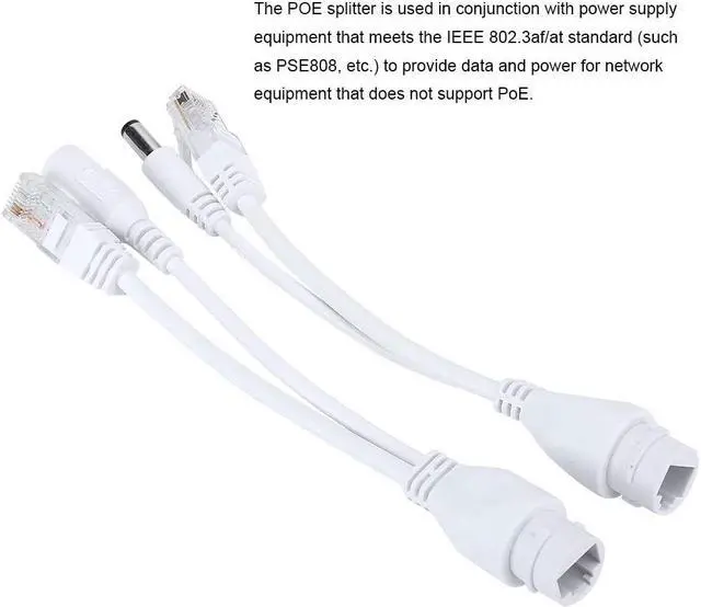 Alt view image 3 of 6 - 5PCS PoE Injector POE Splitter Kit DC12V Adapter Cable Standard Network for Surveillance Camera CCTV IP Camera White