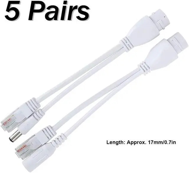 Alt view image 2 of 6 - 5PCS PoE Injector POE Splitter Kit DC12V Adapter Cable Standard Network for Surveillance Camera CCTV IP Camera White