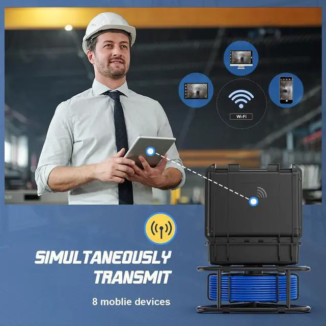 Alt view image 3 of 7 - VisiPower Sewer Pipe Drain Pipe  Inspection 2MP Wifi Camera 9" screen, Audio Video Recording, Meter Counter, 5X Image Enlarge, IP68 Camera head dia 23mm 12PCS LED LCable Length 20m/65ft