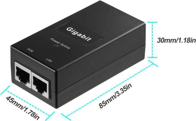 Alt view image 3 of 7 - Gigabit PoE Injector Adapter POE power supply adaptor switch, IEEE 802.3af/at PoE+ Passive, PoE 48V 0.5A Output Power, 10/100/1000Mbps Gigabit Speed, for IP Camera/AP/PTZ/Video Phone, Plug and Play