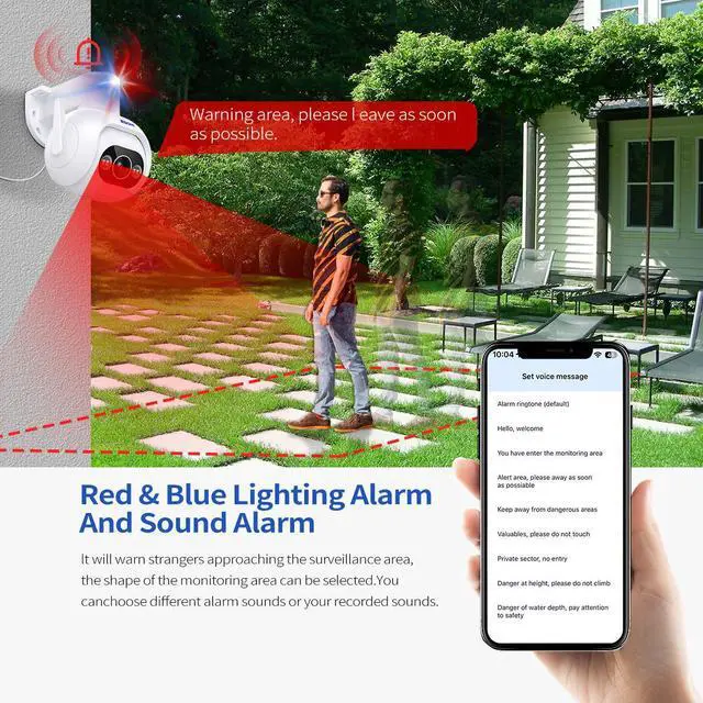 Alt view image 3 of 7 - 4MP WIFI Rotated Pan 355° / Tilt 90° Sound/Light Alarm Dual-light Full Color night vision 10X zoom IP Camera humanoid detection & tracking intelligent 2-way audio indoor Security Surveillance Camera
