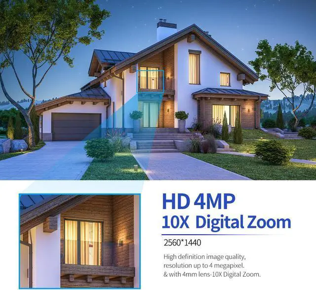 Alt view image 2 of 7 - 4MP WIFI Rotated Pan 355° / Tilt 90° Sound/Light Alarm Dual-light Full Color night vision 10X zoom IP Camera humanoid detection & tracking intelligent 2-way audio indoor Security Surveillance Camera