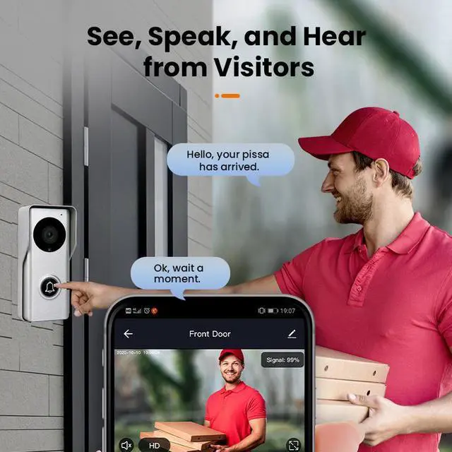 Alt view image 4 of 7 - 7" Screen 1080P 2MP HD Wired WiFi Video Doorbell Intercom System, Remote Phone Tuya APP Control, Support Phone unlock, Video Recording, 2-Way Audio, Motion Detection, IR Camera, 1 doorbell + 1 monitor
