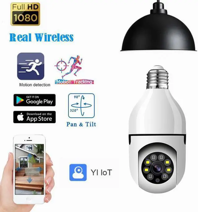 Alt view image 7 of 7 - 2MP Light Bulb Security Wireless 2.4GHz WiFi Camera Smart Home Surveillance Screw E27 Light Bulb Socket Spotlight Full Color Night Vision 2-Way Talk Motion Alarm 360° Lightbulb Indoor IP Cameras