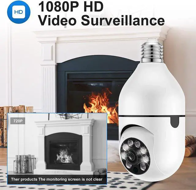 Alt view image 4 of 7 - 2MP Light Bulb Security Wireless 2.4GHz WiFi Camera Smart Home Surveillance Screw E27 Light Bulb Socket Spotlight Full Color Night Vision 2-Way Talk Motion Alarm 360° Lightbulb Indoor IP Cameras