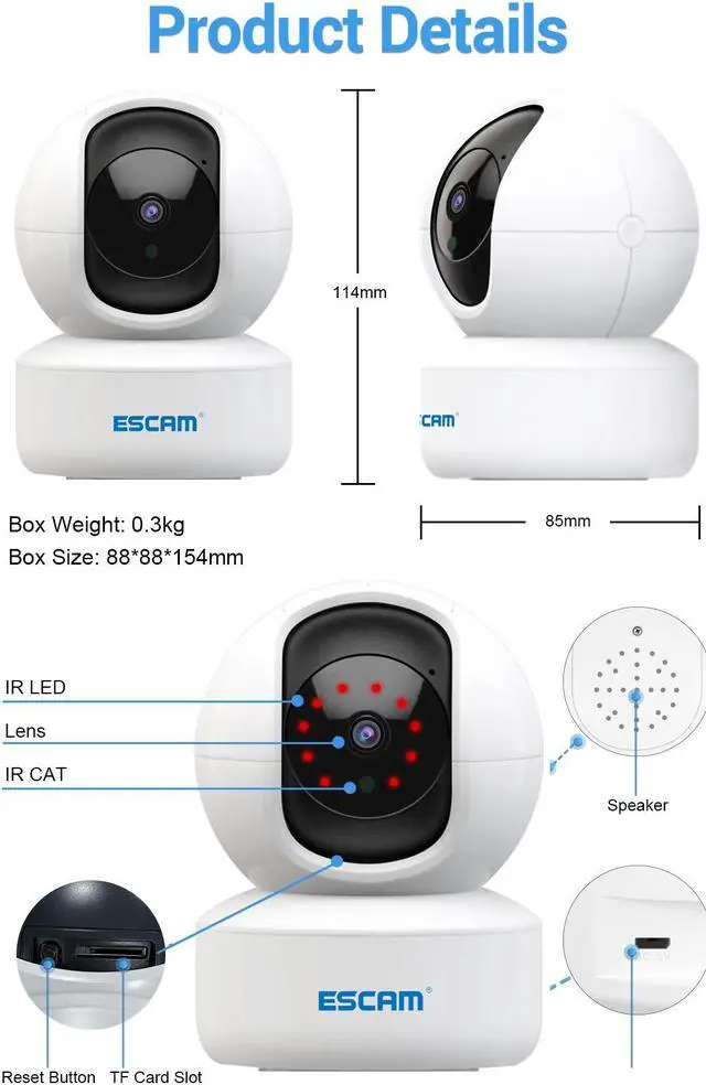 Alt view image 2 of 7 - 4MP WIFI HD PT Smart Home Indoor Surveillance IP Camera Pan 355° Tilt 90° Humanoid Motion Detection PIR Alarm Night Vision 2-Way Audio App Push Sound Alarm Security Camera