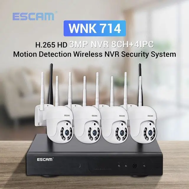 Alt view image 2 of 7 - WNK714 Wireless Security System Camera Monitoring kit,8CH NVR 1pcs + 4pcs 3MP Dome Indoor Camera, Dual Light Source, 2-Way Audio IR Motion Detection Alarm Push, Night Vision Remote Camera kit