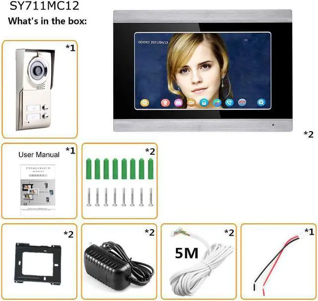 Alt view image 2 of 7 - 7" HD Screen Wired WiFi Door Phone System Doorbell Home Apartment Video Intercom System, Remote Phone Tuya APP Control unlocking, Video Recording, 2-Way Audio, Motion Detection, 1 doorbell + 3 monitor