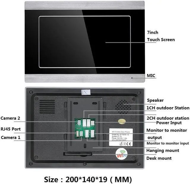 Alt view image 7 of 7 - 7" HD Monitor Wired WiFi Door Phone System Doorbell Home Apartment Video Intercom System,Phone Tuya APP Remote Control Unlocking, Video Recording, 2-Way Audio, Motion Detection, 1 doorbell + 1 monitor