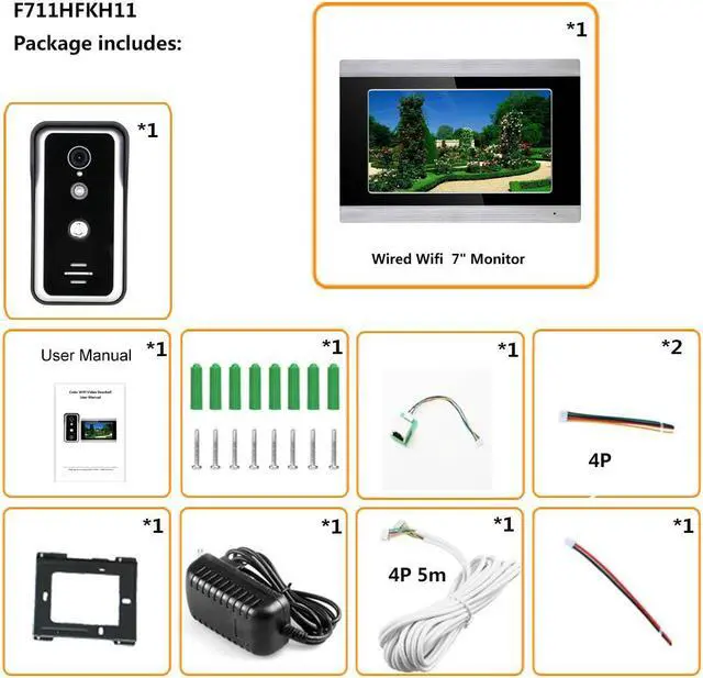 Alt view image 5 of 7 - 7" HD Monitor Wired WiFi Door Phone System Doorbell Home Apartment Video Intercom System,Phone Tuya APP Remote Control Unlocking, Video Recording, 2-Way Audio, Motion Detection, 1 doorbell + 1 monitor