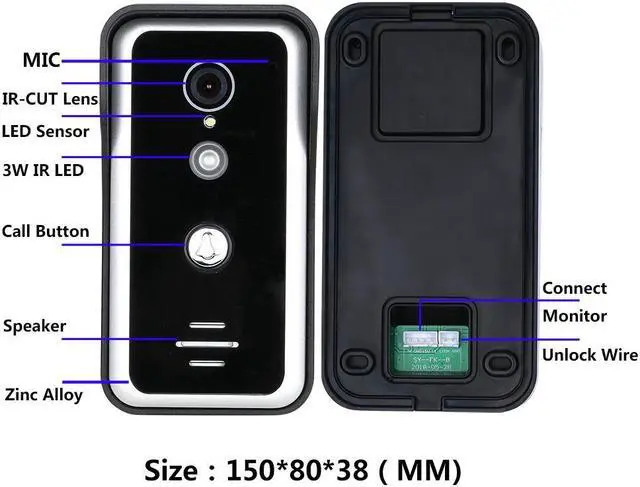 Alt view image 3 of 7 - 7" HD Monitor Wired WiFi Door Phone System Doorbell Home Apartment Video Intercom System,Phone Tuya APP Remote Control Unlocking, Video Recording, 2-Way Audio, Motion Detection,2 doorbell + 2 monitor,