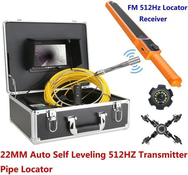 Alt view image 8 of 14 - 7" Monitor  DVR  Sewer Pipe Inspection Video Camera with Auto Self Leveling 512HZ  Pipe Locator  22MM IP68 HD 1000TVL Camera 12PCS LED Lights Cable Length 30M