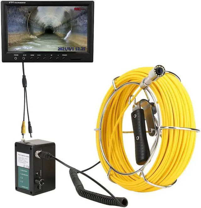 Alt view image 3 of 7 - visiPower Sewer Drain Pipe Pipeline Inspection Endoscope Camera + 9" Screen + Video Recording, for home Blocked draining plumbing Industrial Endoscope Waterproof IP68, Cable length 20m/65ft