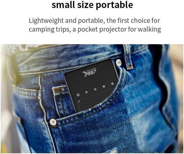 Alt view image 10 of 14 - Mini Portable Pocket Smart DLP Projector, Android 9.0 System with WIFI and Bluetooth, 3D Movie Projector with Tripod & Bag, Support 4K 1080P HDMI WiFi 2.4G/5G USB LED Home Theater RAM 2G ROM 32GB
