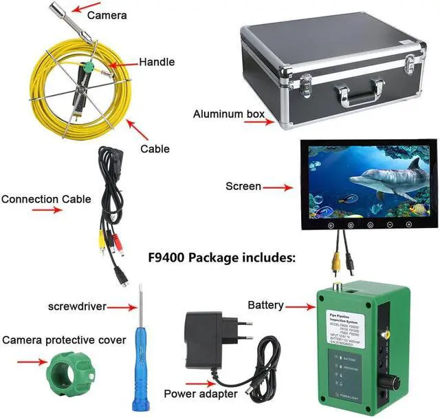 Alt view image 2 of 7 - Sewer Drain Pipe Pipeline Inspection Industrial Endoscope Camera with 10" Screen 4500mah battery for home Blocked draining plumbing Industrial Endoscope Waterproof IP68, Cable length 20m/65ft