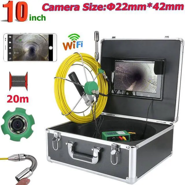 Main image of Sewer Drain Pipe Pipeline Inspection Industrial Endoscope Camera 10" Screen with battery home Blocked draining plumbing Industrial Endoscope Waterproof IP68, camera dia 17mm, Cable length 20m/65ft