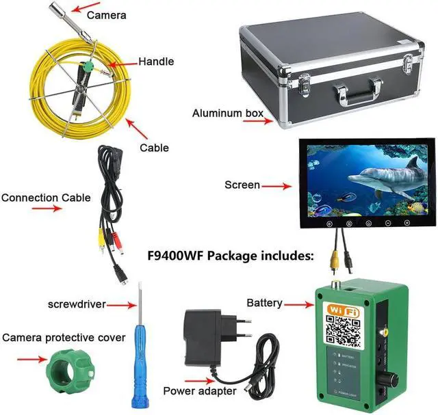 Alt view image 7 of 7 - Sewer Drain Pipe Pipeline Inspection Industrial Endoscope Camera 10" Screen with battery home Blocked draining plumbing Industrial Endoscope Waterproof IP68, camera dia 17mm, Cable length 20m/65ft