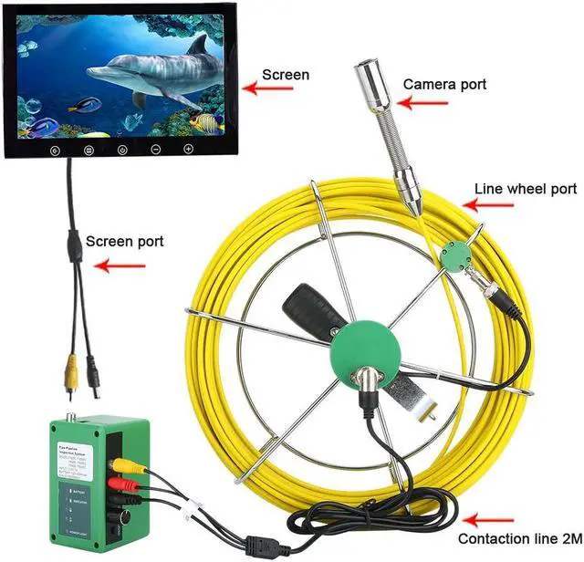 Alt view image 2 of 7 - Sewer Drain Pipe Pipeline Inspection Industrial Endoscope Camera 10" Screen with battery home Blocked draining plumbing Industrial Endoscope Waterproof IP68, camera dia 17mm, Cable length 20m/65ft