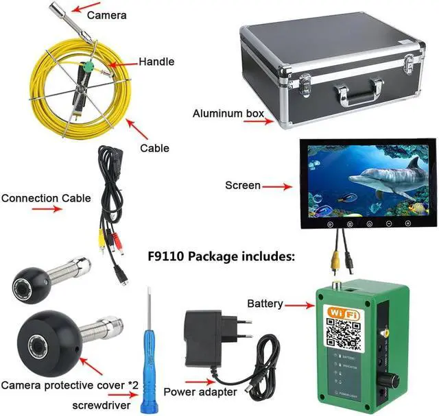 Alt view image 7 of 7 - VisiPower Wifi Sewer Drain Pipe Inspection Industrial Endoscope Camera 10" Screen + battery home Blocked draining plumbing Industrial Endoscope Waterproof IP68, camera dia 17mm, Cable length 20m/65ft