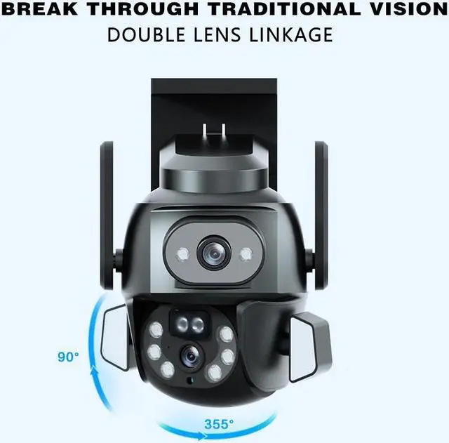 Alt view image 3 of 7 - VisiPower WiFi Dual-Lens 2+2MP IP PT Camera Smart Security Full Color HD 360° View Camera for Home Security Linkage Camera  24/7 Recording, Motion Detection Spotlights Color Night Vision Waterproof