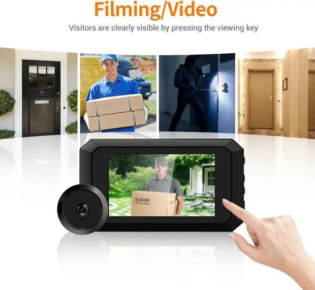 Alt view image 4 of 7 - VisiPower 2MP 3.97" HD Screen Smart Peephole Door Viewer Video Doorbell intercom built-in 1400mah lithium rechargeable Battery support 12 different language infrared night vision wide view angle 125°