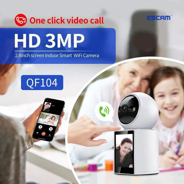 Main image of VisiPower One click video call with 2.8" Screen 3MP indoor Visual smart WiFi camera humanoid detection audible alarm color night version Pan 355° Tilt 60° camera  Video Call 2-Way Audio indoor Camera