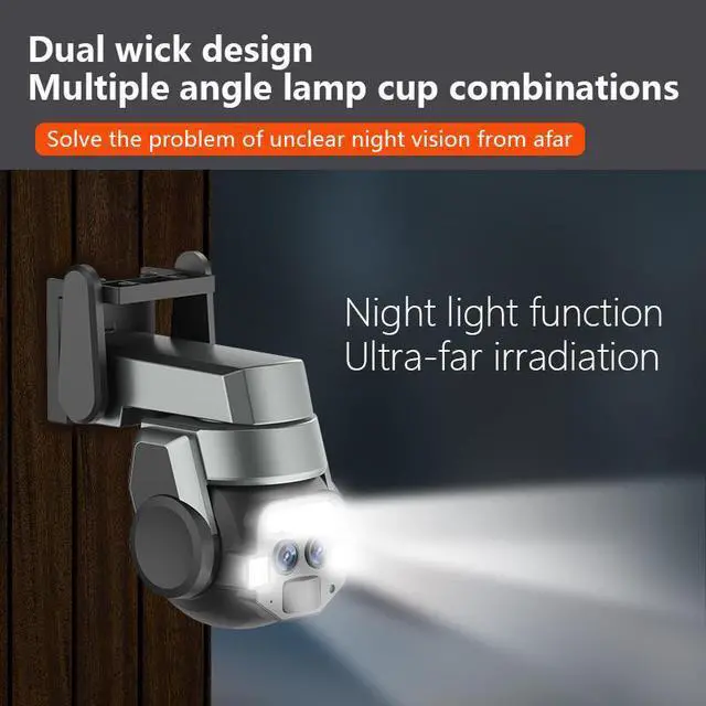 Alt view image 2 of 7 - VisiPower Outdoor Dual Lens 3+3MP WiFi Full Color HD 360° 10x Zoom Security  IP PTZ Camera, Home Security Outside Color Night Vision Dual Camera Motion Light Alarm Floodlight Waterproof