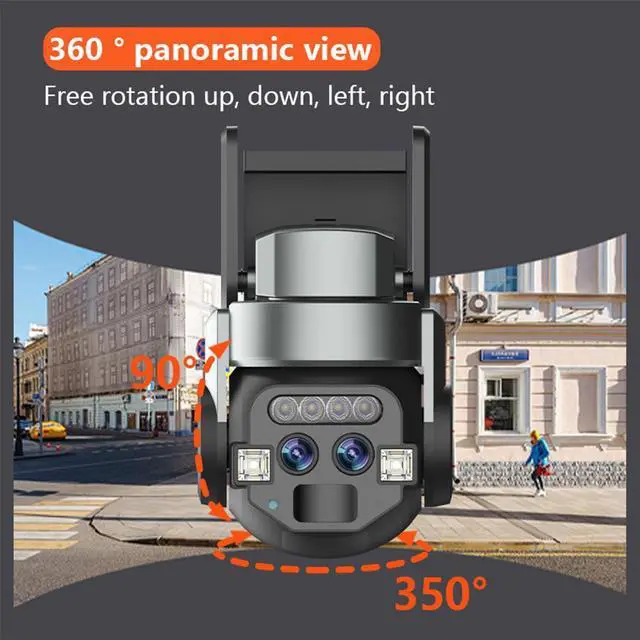 Alt view image 3 of 7 - VisiPower Outdoor Dual Lens 3+3MP WiFi Full Color HD 360° 10x Zoom Security  IP PTZ Camera, Home Security Outside Color Night Vision Dual Camera Motion Light Alarm Floodlight Waterproof