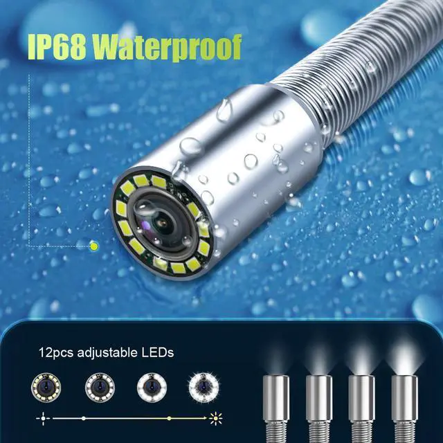 Alt view image 7 of 7 - VisiPower 10" AHD 1080P 2MP Display Screen Pipe Sewer Drain Inspection Video  DVR Video+Audio Recording 5X Image Enlarge Industrial Endoscope Borescope 7mm Cable Length 20m/65ft Camera