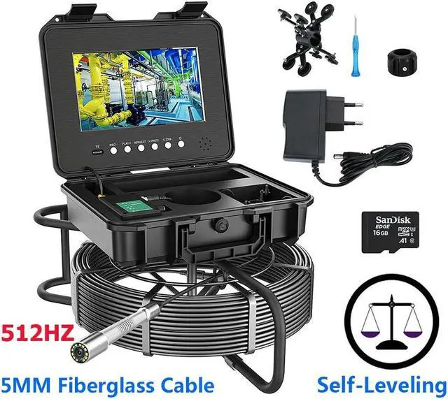 Main image of visiPower 10" AHD 2MP Display Screen Pipe Sewer Drain Pipeline Inspection Video Camera Auto Self Leveling Video+Audio Recording 5X Image Enlarge Industrial Endoscope Borescope Cable Length 20m/65ft