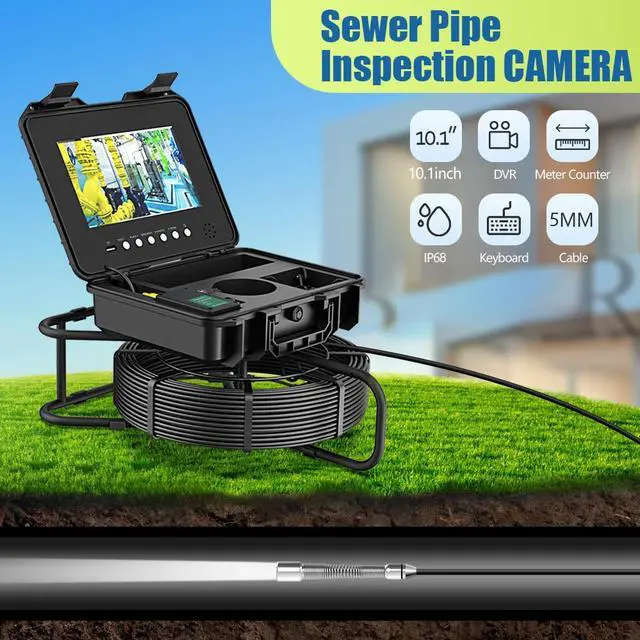 Alt view image 3 of 7 - visiPower 10" AHD 1080P 2MP Screen Pipe Sewer Drain Inspection Video Meter Counter Keyboard DVR Video+Audio Recording 5X Image Enlarge Industrial Endoscope Borescope Cable 5mm Cable Length 20m/65ft