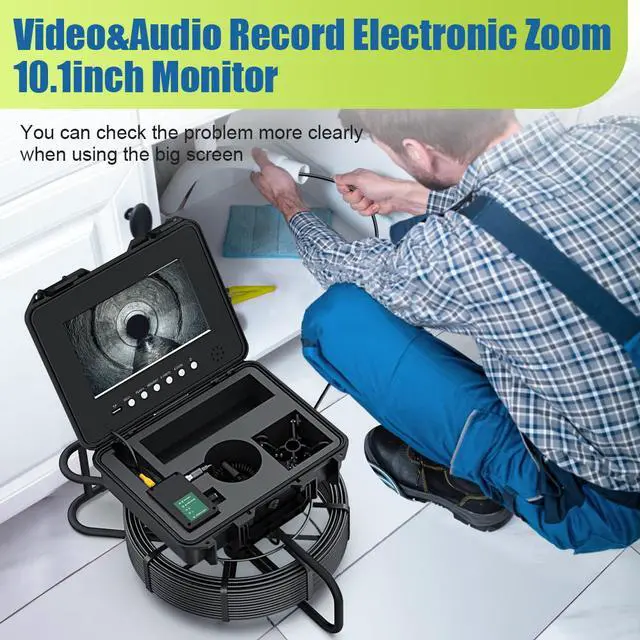 Alt view image 3 of 7 - VisiPower 10" AHD 2MP Display Screen Pipe Sewer Drain Pipeline Inspection Video Recording 5X Image Zoom Industrial Endoscope Borescope Built-in 512HZ TRANSMITTER  7mm Cable Length 20m/65ft  Camera