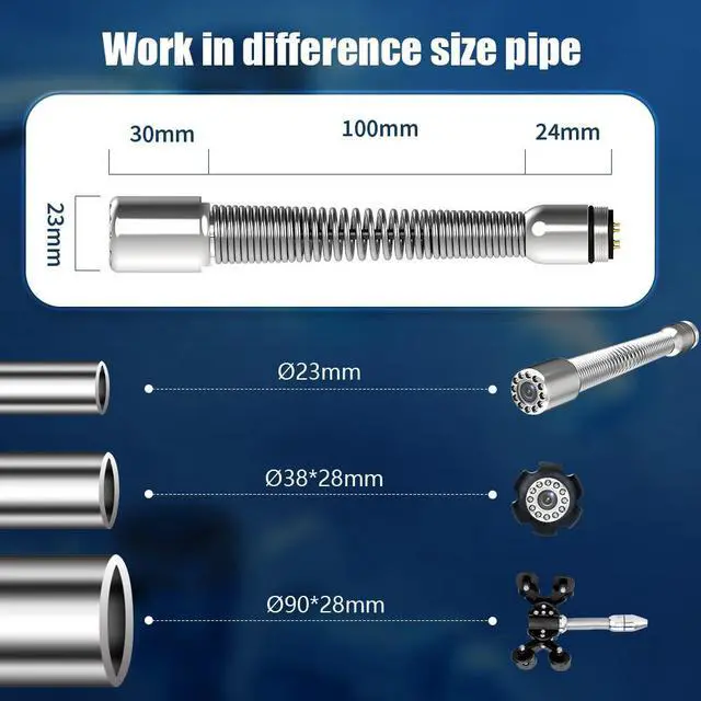 Alt view image 2 of 7 - VisiPower 10" AHD 2MP Display Screen Pipe Sewer Drain Pipeline Inspection Video Recording 5X Image Zoom Industrial Endoscope Borescope Built-in 512HZ TRANSMITTER  7mm Cable Length 20m/65ft  Camera