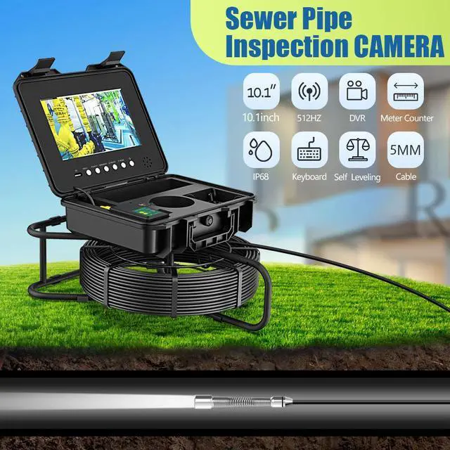 Alt view image 3 of 7 - VisiPower 10" 2MP Screen Pipe Sewer Drain Inspection Video Recording Meter Counter Keyboard Auto Self Leveling 512HZ TRANSMITTER Industrial Endoscope Borescope 5mm Cable Length 20m/65ft Camera