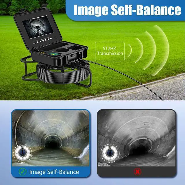 Alt view image 7 of 7 - visiPower 10" 2MP Screen Pipe Sewer Drain Pipeline Inspection Video Camera Video Recording Meter Counter Keyboard Auto Self Leveling 512HZ Locator sonde Industrial Borescope 7mm Cable Length 20m/65ft