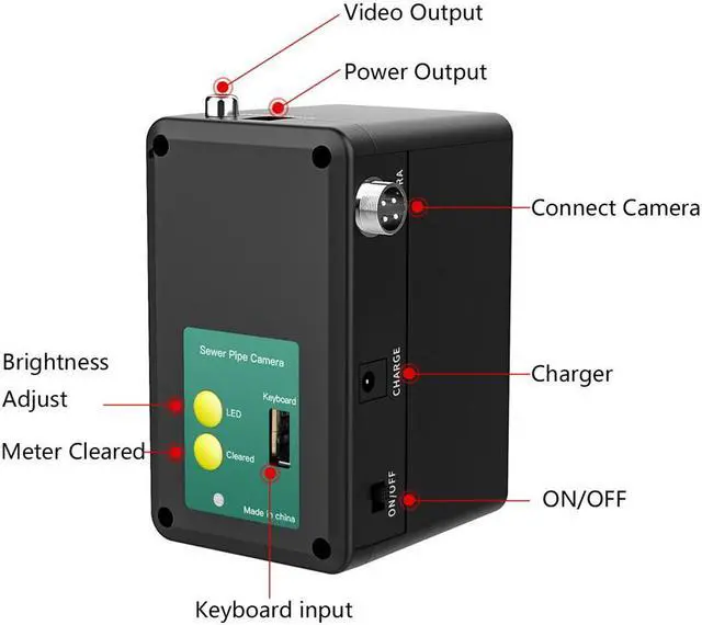 Alt view image 3 of 7 - VisiPower 10" 2MP AHD Screen Pipe Sewer Drain Inspection Video Camera Video Recording Meter Counter Keyboard Built-in 512HZ TRANSMITTER Industrial Endoscope Cable Dia 7mm Cable Length 70m/229ft
