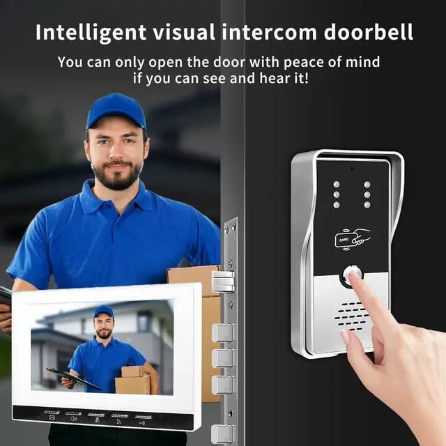 Alt view image 4 of 7 - VisiPower 7" Monitor Wired Multi Room Unlock Visual Intercom System Villa Apartment Doorbell with Night Vision and Mobile Phone NFC unlocking, 1* outdoor doorbell + 1* indoor monitor