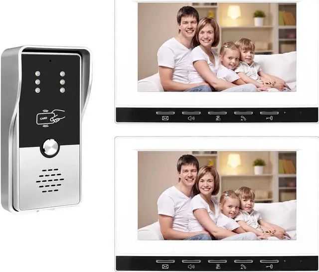Main image of VisiPower 7" Monitor Wired Multi Room Unlock Visual Intercom System Villa Apartment Doorbell with Night Vision and Mobile Phone NFC unlocking, 1* outdoor doorbell + 2* indoor monitor