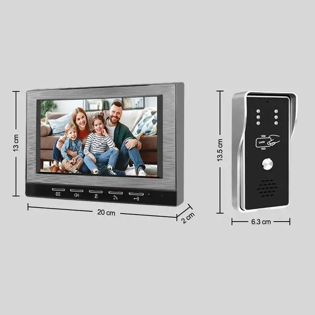 Alt view image 5 of 7 - VisiPower Black 7" Monitor Wired Multi Room Unlock Visual Intercom System Villa Apartment Doorbell with Night Vision and Mobile Phone NFC unlocking, 1* outdoor doorbell + 3* indoor monitor