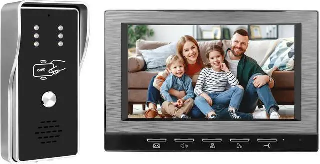 Main image of VisiPower Black 7" Monitor Wired Multi Room Unlock Visual Intercom System Villa Apartment Doorbell with Night Vision and Mobile Phone NFC unlocking, 1* outdoor doorbell + 1* indoor monitor
