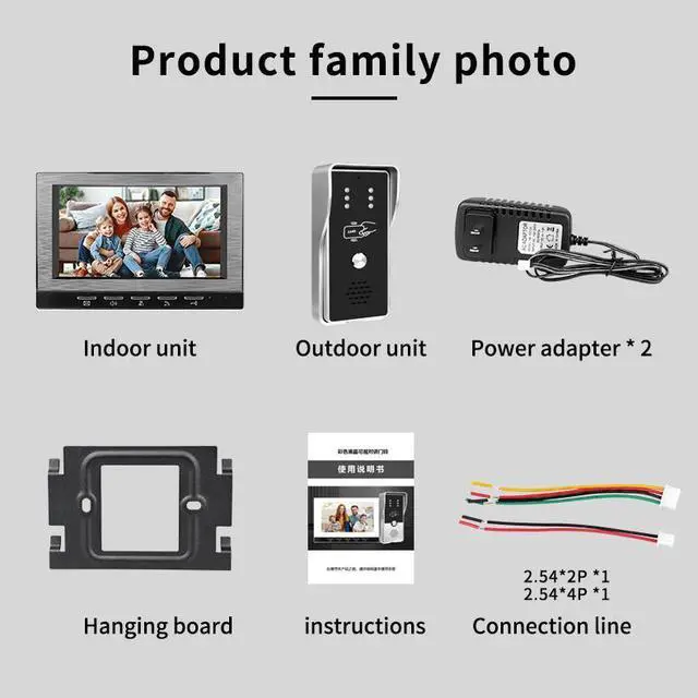 Alt view image 6 of 7 - VisiPower Black 7" Monitor Wired Multi Room Unlock Visual Intercom System Villa Apartment Doorbell with Night Vision and Mobile Phone NFC unlocking, 2* outdoor doorbell+ 1* indoor monitor