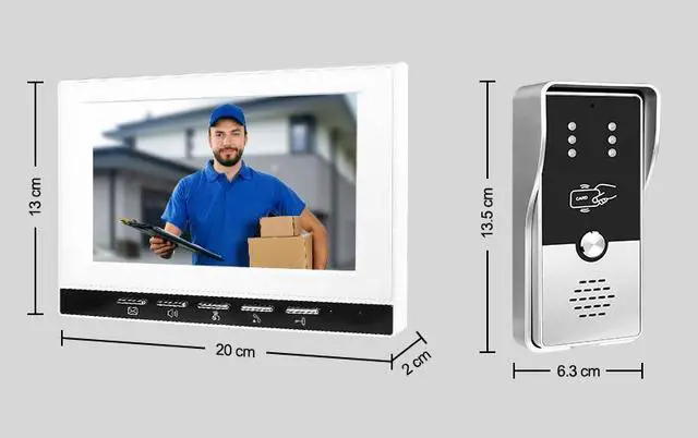 Alt view image 5 of 7 - VisiPower White 7" Monitor Wired Multi Room Unlock Visual Intercom System Villa Apartment Doorbell with Night Vision and Mobile Phone NFC unlocking, 2* outdoor doorbell+ 1* indoor monitor