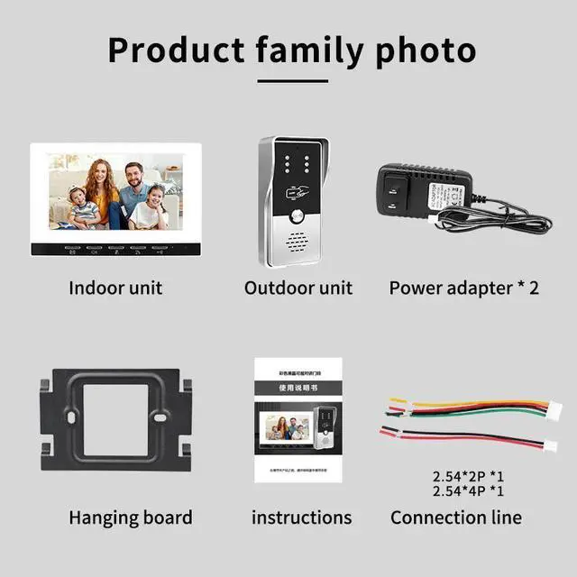 Alt view image 6 of 7 - VisiPower White 7" Monitor Wired Multi Room Unlock Visual Intercom System Villa Apartment Doorbell with Night Vision and Mobile Phone NFC unlocking, 2* outdoor doorbell+ 1* indoor monitor