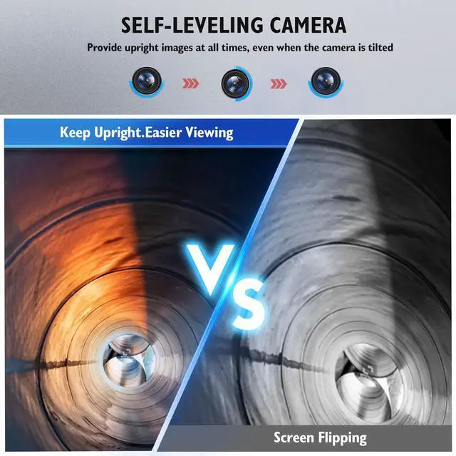 Alt view image 5 of 7 - VisiPower 2MP Sewer Pipe Camera 10" Screen + Video recording + Meter Counter + Auto Self-Leveling + 512HZ TRANSMITTER +Keyboard + Dia 9mm thick cable + Wheel Endoscope Borescope Cable Length 50m/164f