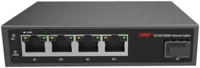 Main image of VisiPower Gigabit multi-mode dual fiber 4*1000M RJ45 PORT+ 1*1.25G SFP fiber port media converter  LC interface Transmission Distance 0-500m Capacity 10Gbps