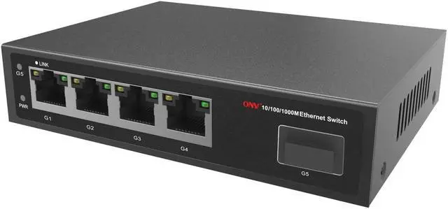 Alt view image 4 of 5 - VisiPower Gigabit multi-mode dual fiber 4*1000M RJ45 PORT+ 1*1.25G SFP fiber port media converter  LC interface Transmission Distance 0-500m Capacity 10Gbps