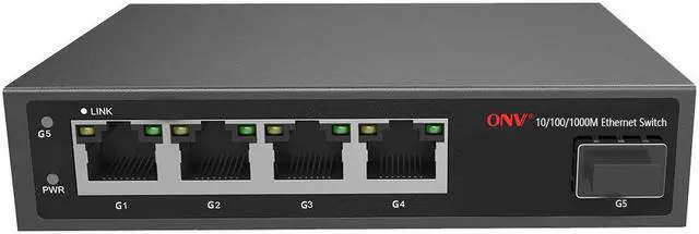 Alt view image 5 of 5 - VisiPower Gigabit multi-mode dual fiber 4*1000M RJ45 PORT+ 1*1.25G SFP fiber port media converter  LC interface Transmission Distance 0-500m Capacity 10Gbps