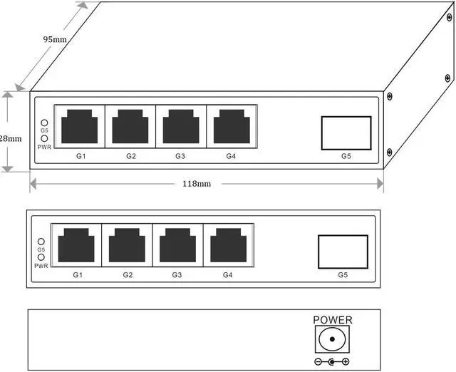 Alt view image 3 of 5 - VisiPower Gigabit multi-mode dual fiber 4*1000M RJ45 PORT+ 1*1.25G SFP fiber port media converter  LC interface Transmission Distance 0-500m Capacity 10Gbps