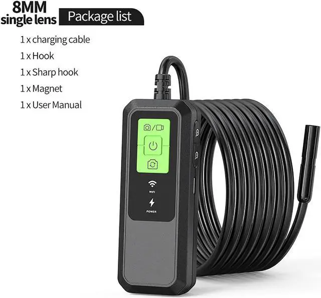 Main image of VisiPower Car Repair Detection WIFI Industrial Endoscope with an HD 2k Pixels Camera can connect mobile phone take photos/video LED light can be adjust Borescope single lens 8mm Single lens_10m
