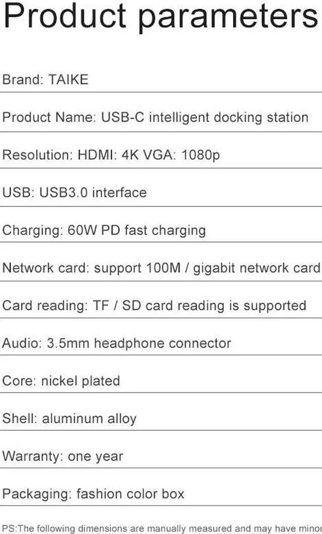 Alt view image 7 of 7 - VisiPower 10 in 1 Type-C to HDMI 4K@30Hz, VGA, USB 3.0*3 PD Charging, TF / SD Micro Card Reader, Gigabit RJ45 Port, 3.5mm Headphone Jack PC Mobile Phone Docking Station Extension Hub Converter Adaptor